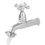 Canilla de metal cromada larga volante C33 p/pared Clius