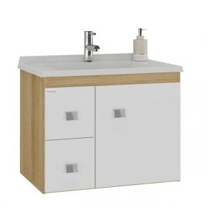 Mueble aéreo con bacha modelo Smart color blanco c/marrón claro, blanco c/gris o blanco c/marrón oscuro Fabribam