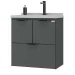 Mueble aéreo con bacha modelo Luiza color gris oscuro Fabribam