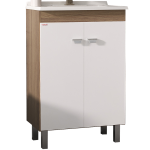 Mueble de piso con bacha modelo dos puertas color blanco, blanco c/gris o blanco c/marrón Fabribam