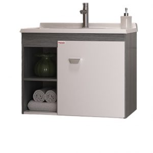 Mueble aéreo con bacha modelo Sophia color blanco c/marrón claro, blanco c/marrón oscuro o blanco c/gris Fabribam
